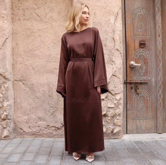 Satin long sleeve maxi dress