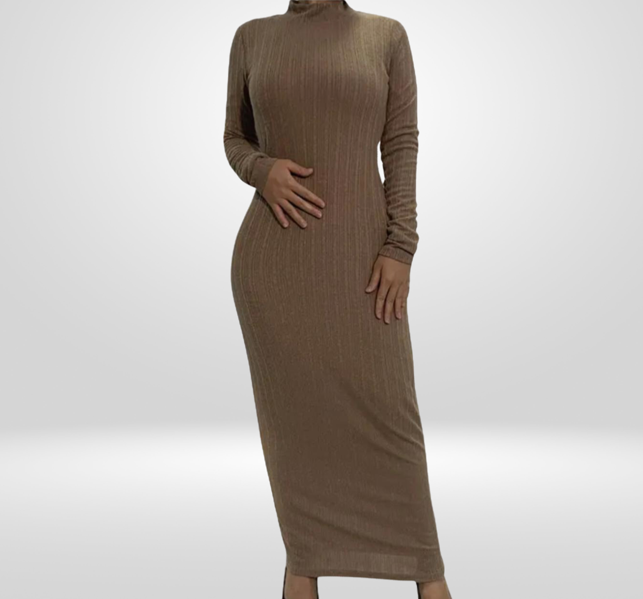 Long sleeve maxi dress - Nude