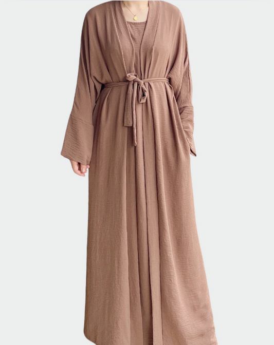 4 Piece Abaya Set - Taupe