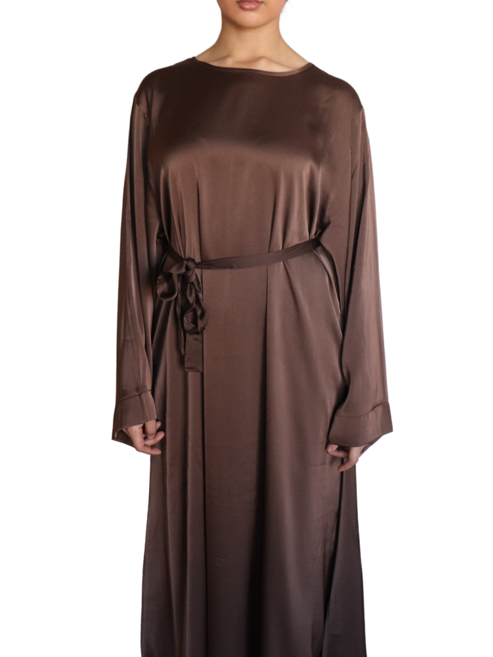 satin long sleeve maxi dress